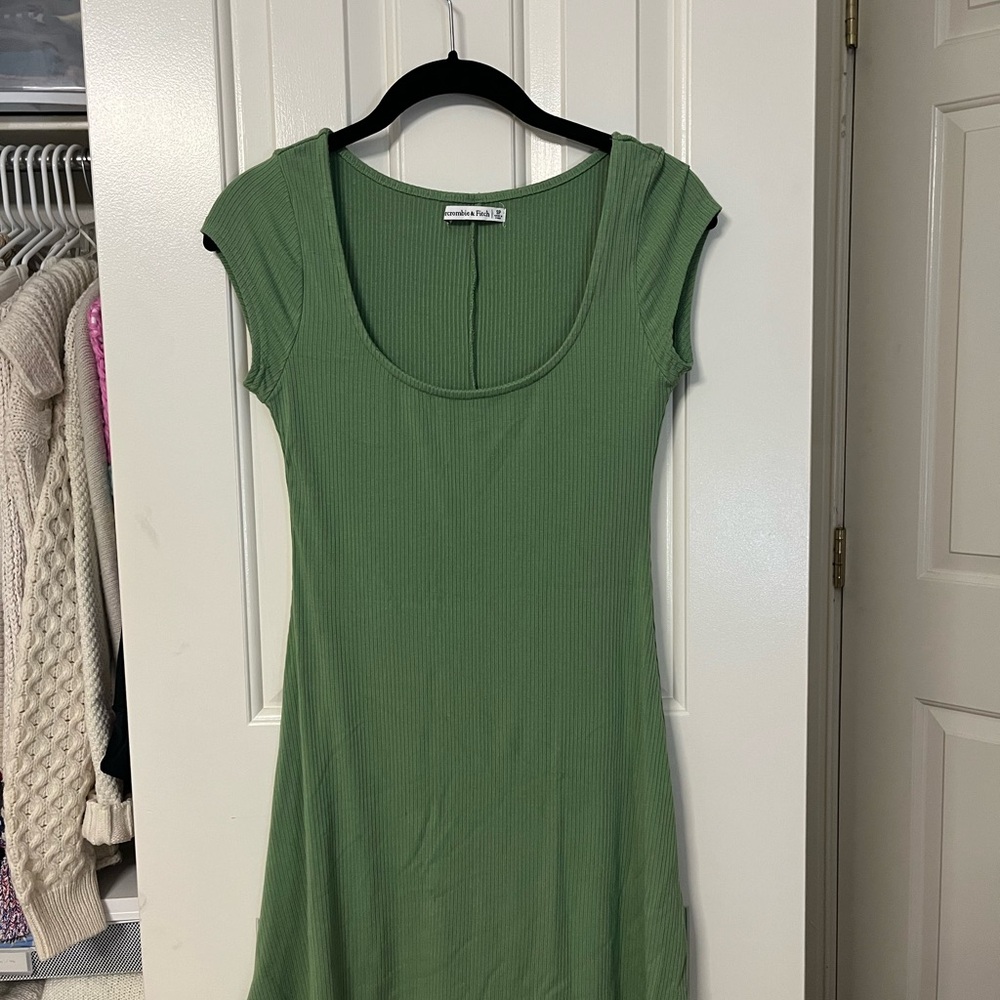 Abercrombie & Fitch Green Ribbed Mini Dress